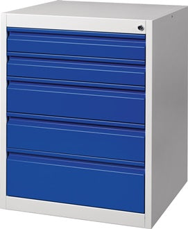 Schubladenschrank BK 600 H800xB600xT600mm grau/blau 5 Schubl.Einfachauszug