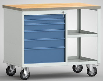 Werkbank PW700 B885xT700xH805mm Buche Multipl. lichtgrau/brillantblau 6Schubl.