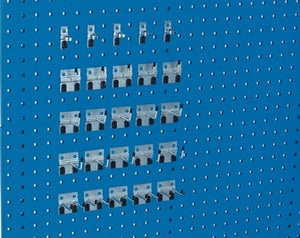 Werkzeughaltersortiment 25-tlg.verz.f.Lochplatten 15Hak./5Doppelh./5Klammern
