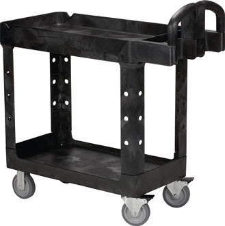 Tischwagen 2 Ladeflächen L770xB420mm schwarz Trgf.226kg Holme/Ladefläche PP