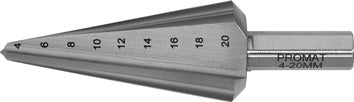 Blechschälbohrer Bohrber.4-20mm HSS Gesamt-L.71mm Z.2 PROMAT