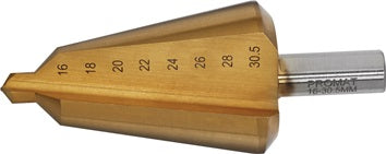 Blechschälbohrer Bohrber.16-30 5mm HSS TiN Gesamt-L.76mm Z.2 PROMAT