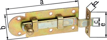 Fensterriegel L.80mm B.30mm Form gekr. STA galv. gelb verz. Ausschub 12mm GAH