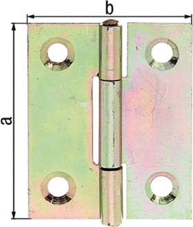 Scharnier H.51mm B.37mm S.1mm STA galv.gelb verz.halbbreit GAH