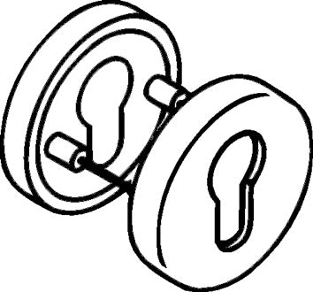 Schlüsselrosetten-Paar 306.23PB 92 Ku.92 Schildst.10 5mm BB rd.HEWI