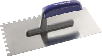 Glättekelle L.280mm B.130mm Zahn 12x12 rostfrei H-Heft VA S.0 7mm PROMAT