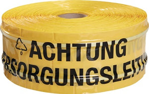 Trassenwarnband Aufdruck Achtung Versorgungsleitung B.150mm L.250m gelb