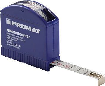 Taschenrollbandmaß L.3m B.13mm mm/cm EG II Ku.Sichtfenster PROMAT