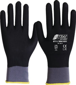 Handschuhe SKIN FLEX C Gr.8 grau/schwarz EN 388 II Strick m.Beschichtung NITRAS