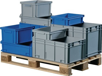 Transportbehälter L600xB400xH120mm grau PP Muschelgr.Seitenwände geschl.PROMAT