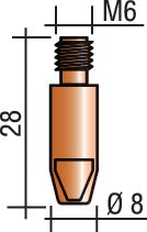 Stromdüse Draht-Ø 1 2mm M 6 L.28mm E-Cu TRAFIMET