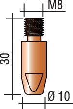 Stromdüse Draht-Ø 1 2mm M 8 L.30mm E-Cu TRAFIMET
