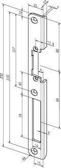 Winkelschließbl.63 B VA B.25mm L.250mm ktg.DIN L ASSA ABLOY