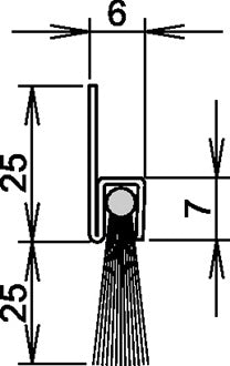 Bürstentürdichtung Ferrobros FA 25-6 L.1250mm Rosshaar mixed ATHMER