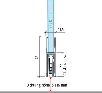 Türdichtung KG-F8 schmal 1-s.L.834mm Alu.silberf.GLT PLANET