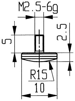 Messeins.D.10mm gewölbt R.15 M2 5 HM z.Messuhren KÄFER