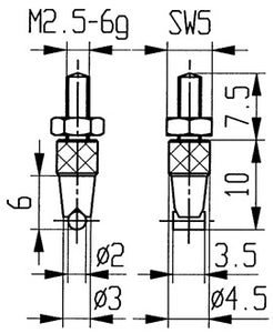 Messeins.D.2mm horiz.Zyl.M2 5 STA z.Messuhren KÄFER