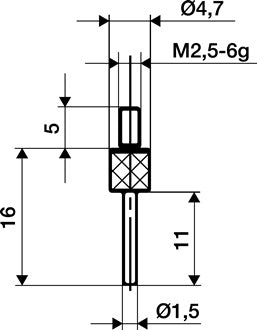 Messeins.D.1 5mm L.11mm Stift M2 5 HM z.Messuhren KÄFER